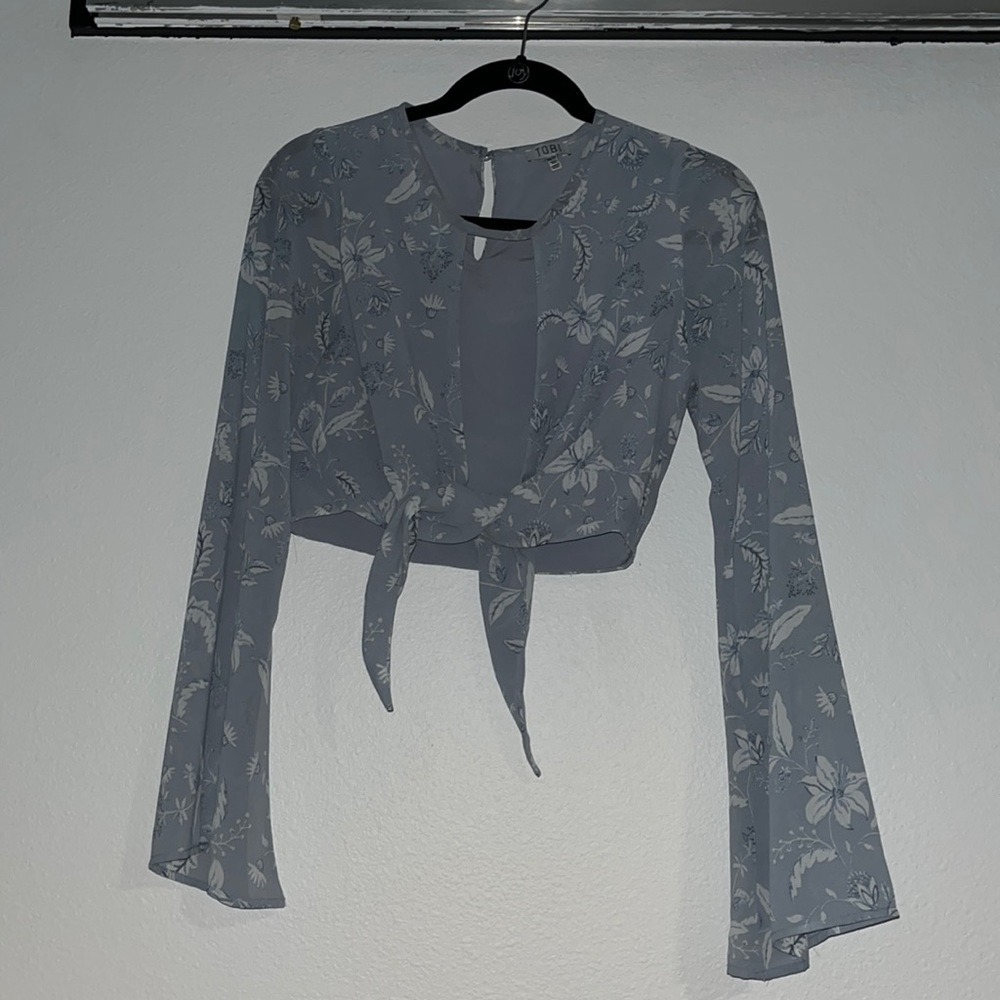 Tobi Long Sleeve Front Tie Top